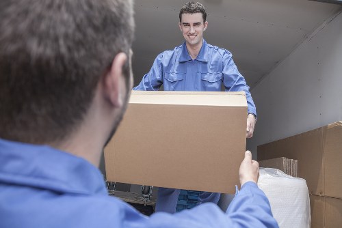 House removal team preparing a move in West London