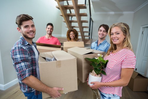 Office removals team preparing a business relocation in West London