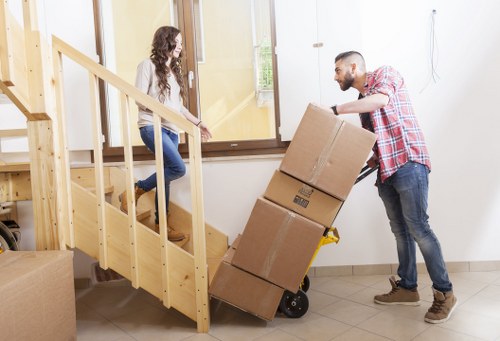 Office furniture and equipment prepared for a commercial relocation